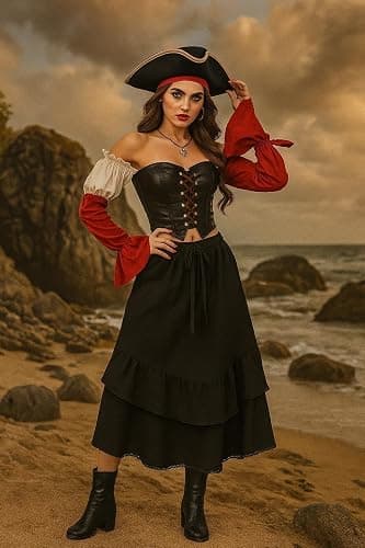 HUSKARY Maxi Skirts for Women Summer Fall High Waist Drawstring Long Skirt Ruffle Layered Medieval Skirts with Pockets thumbnail 4