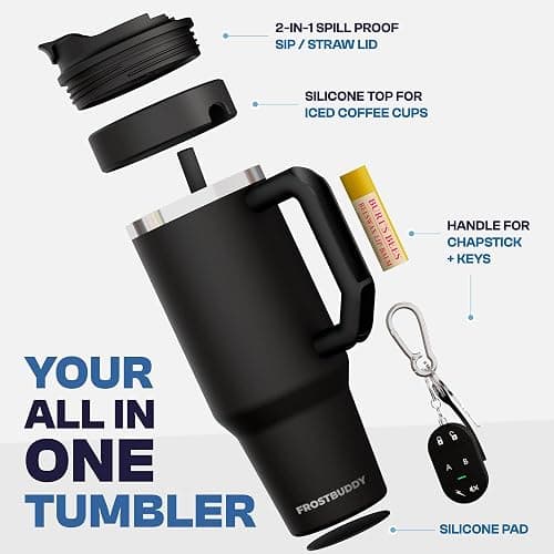 Frost Buddy Thicc Buddy - 40 oz Stainless Steel Vacuum Insulated Tumbler with Lid and Straw for Water - Travel Mug Cupholder Friendly - Gifts for Women Men Him Her (Ice Cream) thumbnail 4