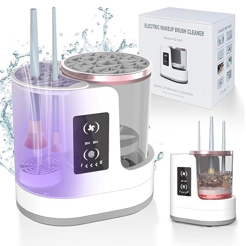 Electric Makeup Brush Cleaner Machine With Makeup Brush Dryer-Holder-Portable Automatic USB Cosmetic Brushes Cleaner Tool for All Size Beauty Makeup Brush Set,Eyeshadow, Blush Brush (white) - Image 1