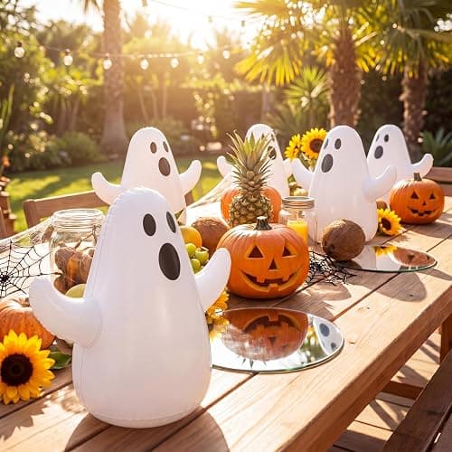 Vertintong 6 Pcs Summer Halloween Inflatable Beach Balls 14 Inch Halloween Pumpkin Ghost Pool Floats Plastic Jack O Lantern Party Decoration for Summer Yard, Garden, and Lawn Decorations thumbnail 7