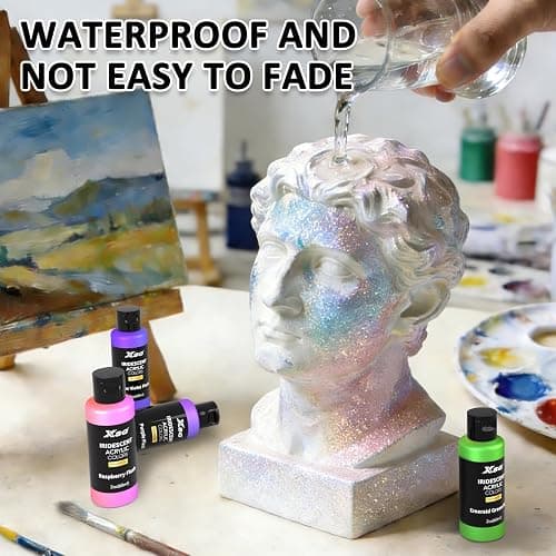 24 Color Iridescent Acrylic Paint 60mL - Superior Coverage, Blendable, Fast Drying Versatile Craft Paint for Canvas, Wood, Rock, Fabric & Holiday Decor thumbnail 6