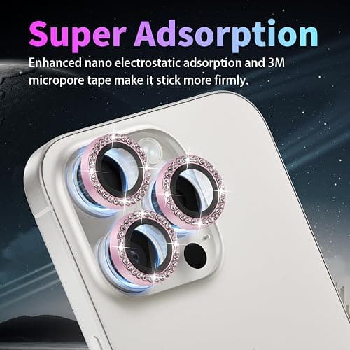 Zevytop Camera Lens Protector for iPhone 14 Pro/iPhone 14 Pro Max, Individual Tempered Glass Aluminum Alloy Ring Lens Cover with Installation Tray Fit for iPhone 14 Pro/14 Pro Max Diamond Pink thumbnail 4