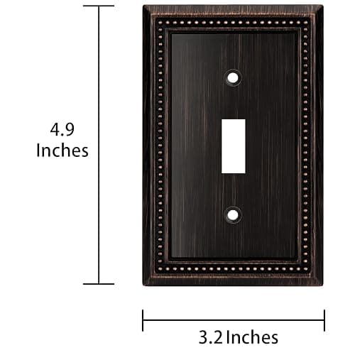 Henne Bery Sunken Pearls Heavy Duty Decorative Wall Plate Switch Plate Outlet Cover (Single Toggle, 2 Pack, Aged Bronze) thumbnail 3