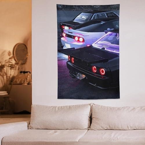 josnmre JDM Car R35 Fast Sports Street Tapestry Wall Hanging for Bedroom Aesthetic Art Home Decor Dorm Classroom Living Room Tapestries 40"x60" thumbnail 6