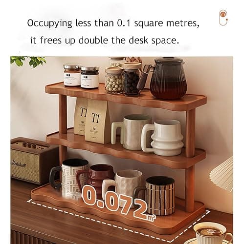 JORCEDI Bamboo multi-Tier Storage Shelf - Space-Saving Wooden Organizer with Large Tabletop, Heavy-Duty Load Capacity for Kitchen, Bathroom & Living Room (Warm White,3 Tier) thumbnail 8
