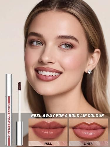 QCMME Lip Stain Peel Off Lip Liner Stain with Tweezer, Long Lasting Matte Lip Tint Tattoo, Highly Pigmented Color Lip Makeup, Waterproof Lipstick, Transfer-proof Lipstain for Women, Cocoa thumbnail 3