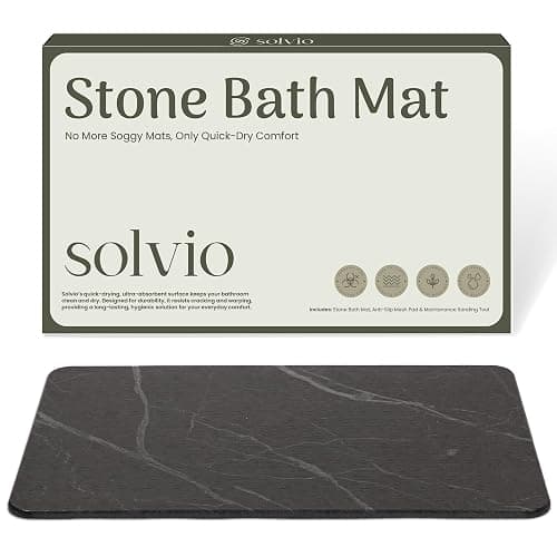 Solvio Quick Dry Shower Stone Bath Mat, Super Absorbent & Non-Slip 24 x 16 Inch Diatomaceous Earth Mat, Durable & Easy to Clean Diatomite Bath Mat for Bathroom Floor/Kitchen (Charcoal) thumbnail 3