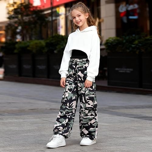 Voxikodex Girls Cute Clothes 3 Piece Cropped Hoodie + Cami Top + Cargo Pants Winter Spring Outfits for Teen Girls Size 7-14Y thumbnail 5