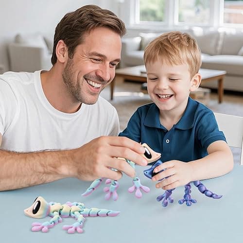 Yaozyety 3D Printed Articulated Lizard, Flexible Dynamic Animals Toys, Full Articulated Toy with Magnets, Adults Fidget Toys for Autism ADHD, Home Office Decor, Festival Gifts (Colorful) thumbnail 2