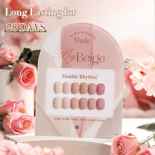 Double Rhythm 6 Pcs 15 ML Gel Polish Set Same Color Same Bottle Soak Off Gel Polish Kit Nail Art Manicure Salon DIY at Home for Women (Light Beige Nude Pink Neutral Rose-T6-4) thumbnail 8