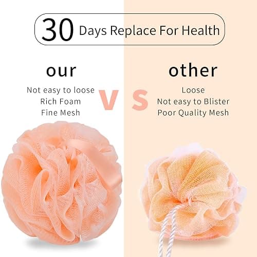 FARMOGA Bath Loofah Sponge Body Scrubber Shower Sponge Exfoliating Mesh Pouf Shower Ball Bath Sponges for Women and Men Bathing Accessories (4Pack 50G Colorful) thumbnail 5