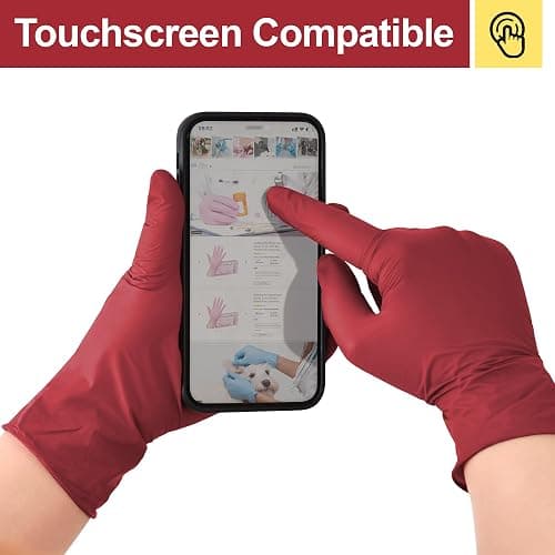 SwiftGrip Disposable Nitrile Exam Gloves, Medium, Box of 50, Burgundy, Latex-Free, Powder-Free, 3mil, Medical Grade, Food Safe, Non Sterile thumbnail 5