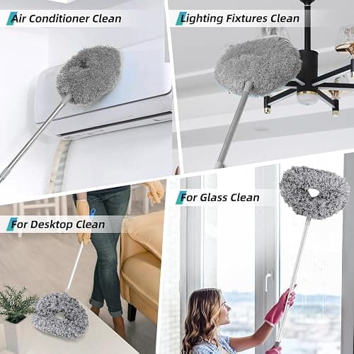 DRQ Ceiling Fan Cleaner Duster, Reusable Microfiber Duster with Extension Pole, 13 to 48 Inch Fan Blade Cleaner, Removable Dusters for Cleaning Walls Bookshelves Door Window Top (Grey) thumbnail 6