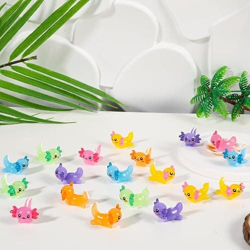 GGSTDDUP 70 Pcs Mini Resin Axolotl, Tiny Axolotl Miniature Figures Toy Mini Axolotl Charm Ornament for Fairy Garden Landscape Aquarium Birthday Christmas Party Decoration (7 Colors) thumbnail 6