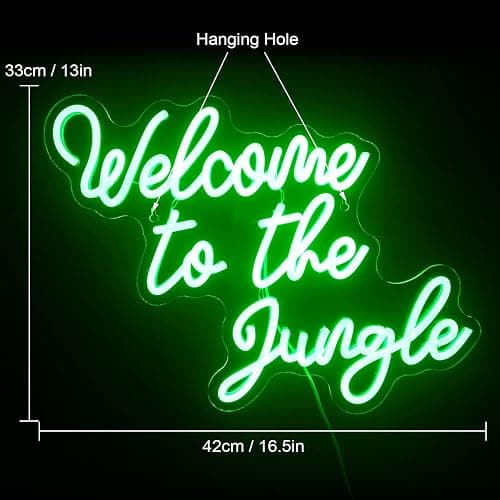FAXFSIGN Welcome to the Jungle Neon Sign Jungle Decor Green Led Word Neon Light Signs for Wall Decor Usb Letter Light Up Sign for Garden Home Entryway Front Porch Party Gift - Colorful-A-jungle green thumbnail 3