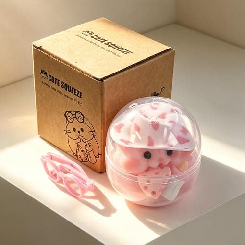 Handmade Taba Squishy Hamster Toy, Cute Squishy Hamster Fidget Toy, Realistic Hamster Toy, Soft Silicone Mochi Furry Toy, Stress Relief Gift for Adults & Kids, Sensory Anxiety Plushie (Pink) thumbnail 6