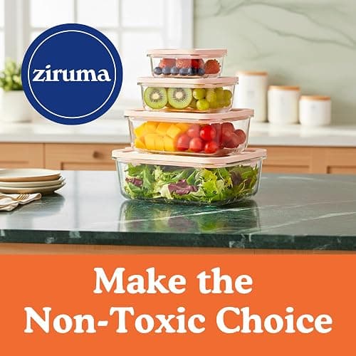 Ziruma Non-Toxic 1.5 cup Glass Food Storage Containers with Lids - Overnight Oats, Plastic Free Meal Prep, Reusable, Airtight, Microwave and Freezer Safe, 4 Pack thumbnail 8