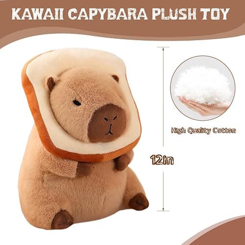 NXNYNZ 12 Inch Cute Capybara Plush Kawaii Soft Capybara Plush Doll Pillow with Bread Capybara Stuffed Aniamls Toys for Girls Kids Adults Birthdays Valentines Gift (Capybara Plush for Kids) thumbnail 5