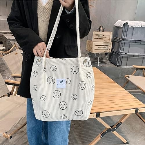 JARKJARD Corduroy Tote Bag Aesthetic Cute Tote Bags Large School Shoulder Bags for Girls Trendy Stuff thumbnail 3