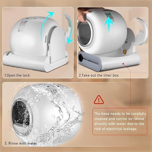 Litiere Chat Autonettoyante, Litière Automatique, Lettiera Gatto Autopulente Antiodore Lettiera Automatica Autopulente con Tappetino Gatto e Sacchetti, Anti Odeur, con App Letto Elettrica per Gatti thumbnail 6