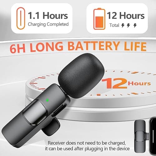 Wireless Microphone for iPhone, Android Phone, Laptop, CDMVAB 2 Pack Lavalier Microphone for Video Recording, Mini Mics with Noise Reduction for Podcast YouTube TikTok Vlog thumbnail 5