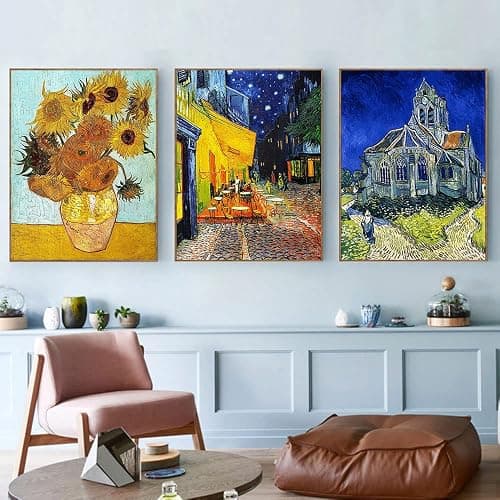 VeGuude Diamond Painting Kits for Adults, 6 Pack Van Gogh Starry Night Diamond Art Kits, 5D Full Drill DIY Crafts for Adults Home Wall Decor Sunflower Irises Café Terrace at Night [12x16in] thumbnail 2