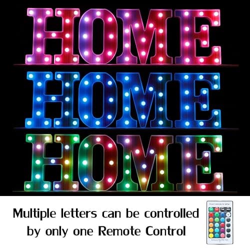 Rainbow Light Up Letters, Colorful LED Letter Lights 16 Color Changing Alphabet Sign Gifts for Girls Women Party Birthday Decorations Remote Night Light Christmas Valentine Wall Table Decor - T thumbnail 6