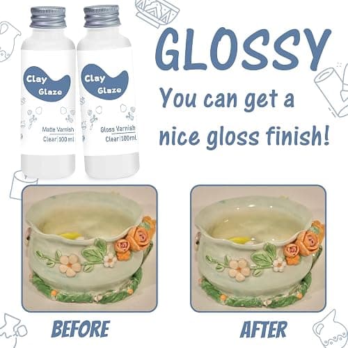 WAN2TLK Air Dry Clay Glaze 100ml, Clay Varnish for Air Drying Clay, Clear Acrylic Varnish for Craft Pottery Waterproof & Gloss Finish thumbnail 2