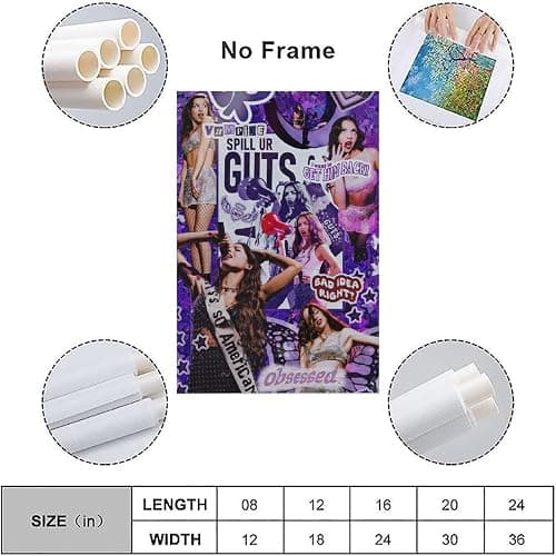 Mousgue Olivia Poster Rodrigo Singer Guts Music Collage Posters for Room Aesthetic Canvas Wall Art Bedroom DecorUnframe-style-4 24x36inch(60x90cm) thumbnail 3