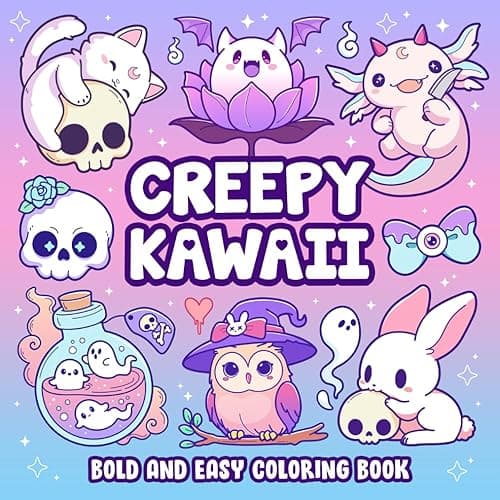 Creepy Kawaii Bold And Easy Coloring Book: Cute and Spooky Pastel Goth Simple Coloring Pages for Adults and Teens - Image 1