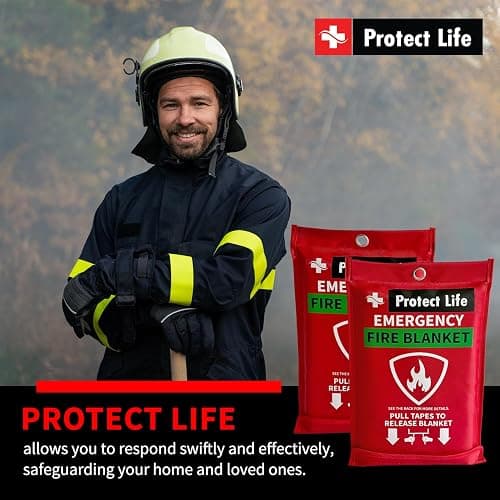 Protect Life Saving Emergency Fire Blankets 1 Pack - 40"x40", Fiberglass Fire Blanket for Home & Kitchen - Fire Suppression or Retardant Tarp - Fire Safety Kit for Car or Camping thumbnail 9