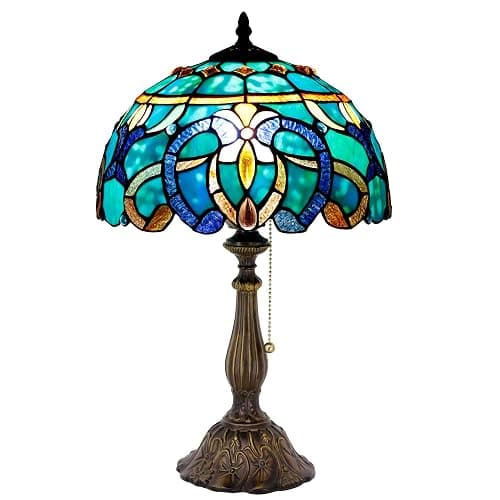 ZJART Tiffany Table Lamp 12X12X19 Inch Green Brown Jewelry Baroque - Image 1