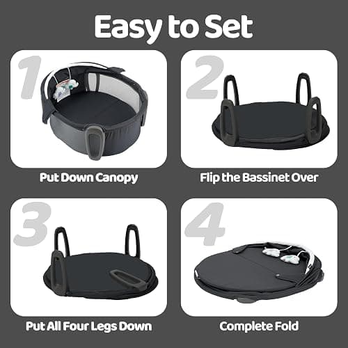 Pamo babe Portable Bassinet and Play Space Baby Dome with Toys and Canopy Travel Crib for Newborn thumbnail 6
