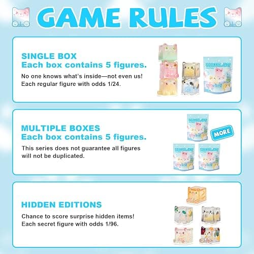 Glow in The Dark Figure, Square Cat Series Blind Box (5 Figures per Box) Random Style Action Figure Cute Blind Bag Collectible Toys - Mini Figures Mystery Box for Cat Lovers Birthday Gift & Desk Decor thumbnail 3