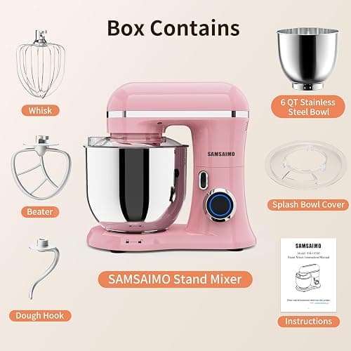 Stand Mixer, 6.5QT Tilt-Head Electric Kitchen Mixer 660W, 10-Speed Household food mixer with 304 Stainless Steel Bowl, Bread Cake Mixer include Dishwasher Safe Dough Hook, Beater and Whisk thumbnail 3
