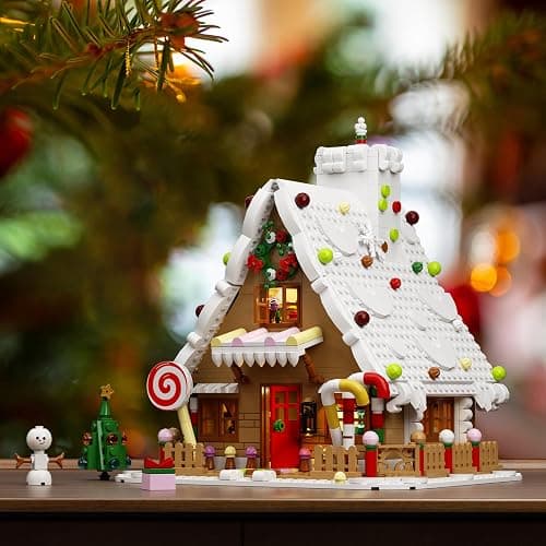 Christmas Gingerbread House Big Building Kit 1111 Pieces Compatible with Lego, Christmas Village House Building Blocks Toy Set Compatible with Lego, Stable Lovely Toy for Families Friends thumbnail 7