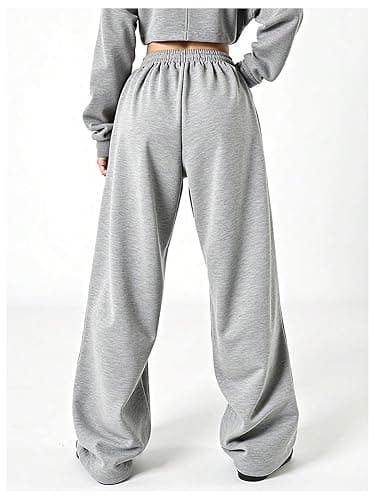SOLY HUX Women's Sweatpants Bow Graphic Drawstring Elastic Waist Wide Leg Pants with Pockets thumbnail 2