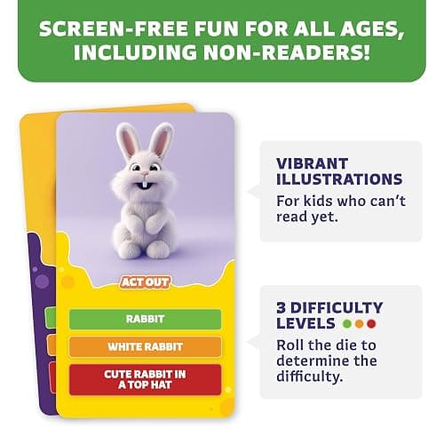 Epic Charades Game for Kids Ages 6+ – 200 Act Out & Explain Cards with Illustrations & Timer – Fun Educational Game for Family, Party, Classroom & Travel thumbnail 8