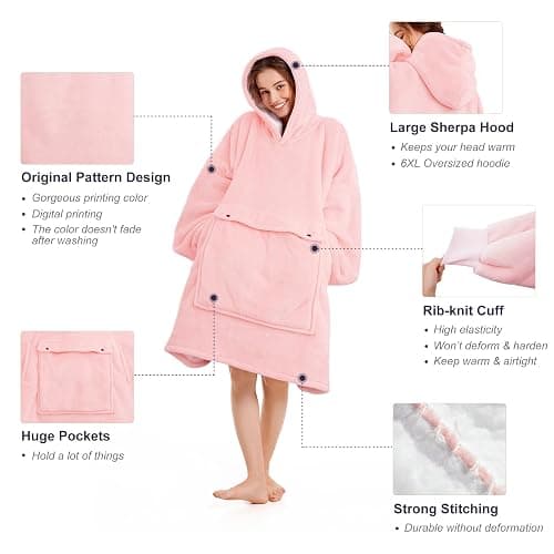 Narecte Cozy Oversized Blanket Hoodie Wearable Blanket Adults Soft Hooded Blanket Hoodie Birthday Gifts for Women Christmas thumbnail 3