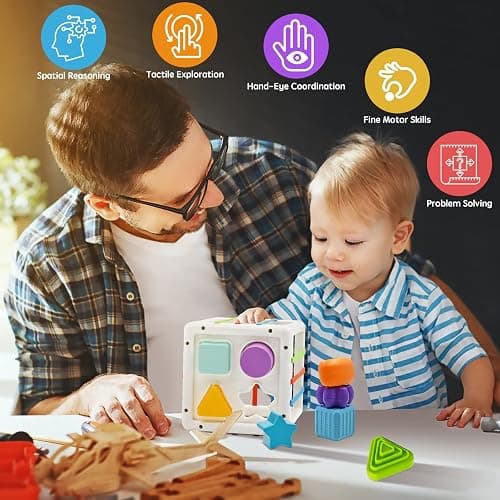 Mailesi Baby Toys for 1 2 Year Old Boys Girls, Montessori Sensory Toys for 12 18 Months 1st Gifts Educational Learning Shape Sorter Activity Cube Travel Toys for Autism Toddlers Birthday Presents thumbnail 7