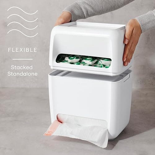 YouCopia SinkSuite Bag & Pod Dispenser, Standing Garbage Bag and Dishwasher Pod Organizer with Removable Lids for Storage, Speckled White thumbnail 5