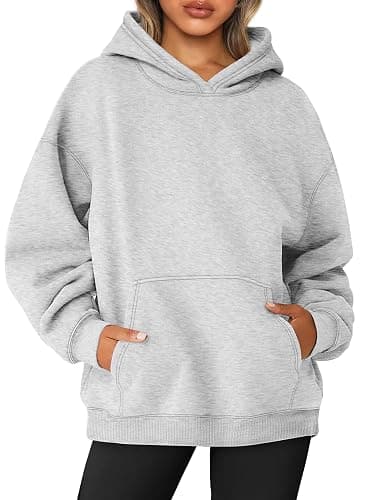 Jhsnjnr Womens Plain Pullover Sweatshirts Long Sleeve Oversized Sweater with Pocket Fleece Lined Hoodies - Image 1