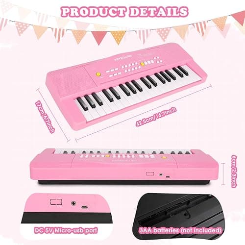 37 Keys Kid Toddler Toy Piano Keyboard Electric Pianos with Microphone thumbnail 2