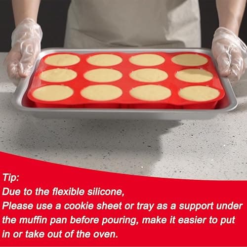 Redfly 2 Pack Silicone Muffin Pans for Baking & Cupcake Pan - 12 Cup Regular Size Silicone Molds, BPA Free Egg Bites Mold thumbnail 4