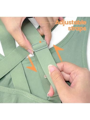 FITTIN Padded Sports Bras for Women: Support Full Coverage Adjustable Crossback Bra for Workout - for C-DDD Large Bust Casual thumbnail 3