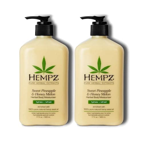 Hempz Sweet Pineapple & Honey Melon Moisturizing Skin Lotion, Body Moisturizer with Jojoba, Natural Extracts, Vitamin A and E, 17 oz, 2 Pack Bundle - Image 1