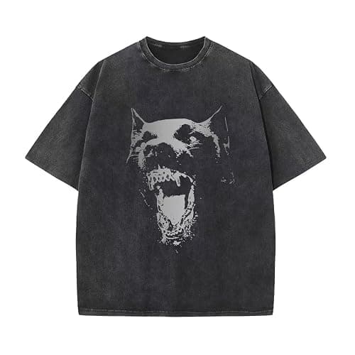 Qiqilyly Men's Oversized Graphic Tees Streetwear Vintage Tshirts for Men Acid Wash Tshirt Aesthetic Unisex Shirts Grunge Tops thumbnail 3