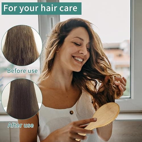 DEBETOOL Bamboo Hair Brush Set, Natural Wooden Bamboo Comb Paddle Detangling Hairbrush for Hair Growth - Wide-tooth and Tail Comb Suitable for Thick/Thin/Curly/Dry Hair thumbnail 6