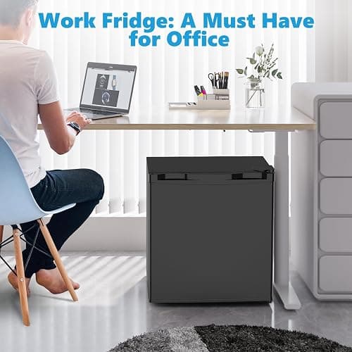 Electactic 1.6 Cu.ft Mini Fridge with Freezer, Compact Single Reversible Door Refrigerator, Adjustable Thermostat, Ultra Quiet, Energy Efficient for Office, Dorm, Bedroom, Apartment -Black - Black thumbnail 6
