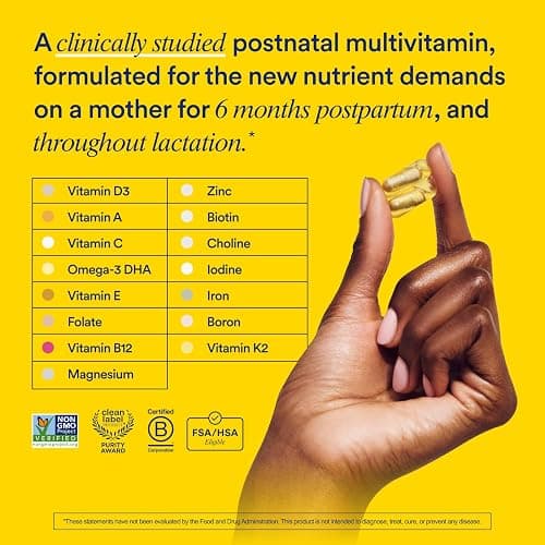 Ritual Women's Postnatal Multivitamin - 60 Capsules - 30 Servings | Key Essential Vitamins and Minerals - Support Mom and Baby Postpartum, Throughout Lactation* - Choline, DHA - Vegan - Mint thumbnail 2